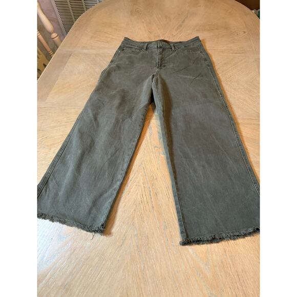 Judy Blue high-waisted, tummy control, cropped wide-leg jeans green size 11/30 - Picture 3 of 8